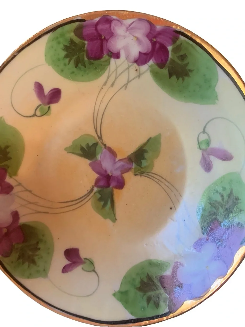 Nippon Art Nouveau Hand Painted Violets 4 Tea Cups & Saucers See Description‎